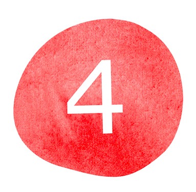 The number 4 with a red painted background