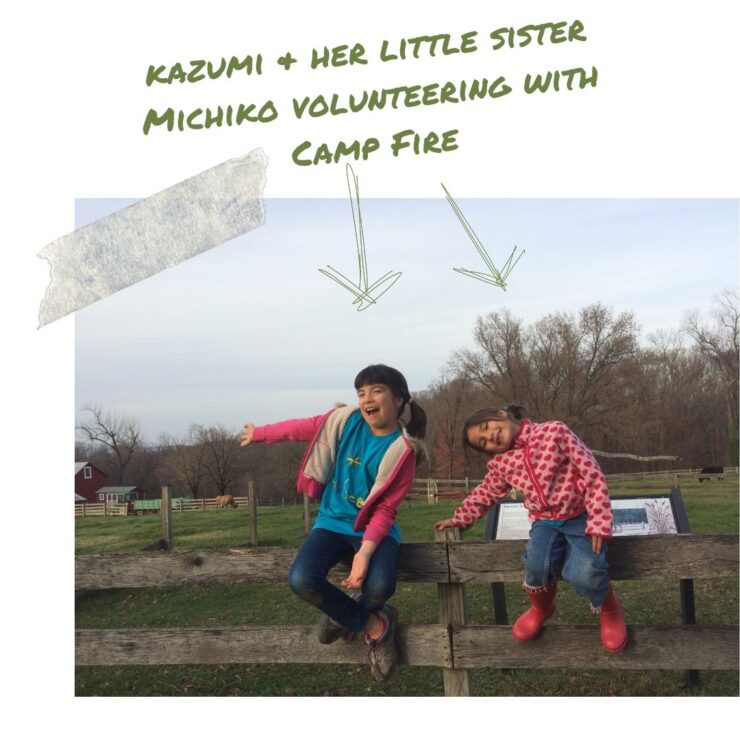Kazumi and her sister volunteering with Camp Fire