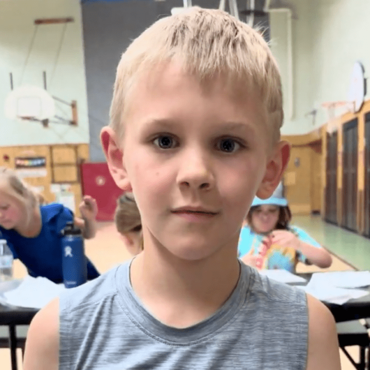 Grayson at Newspaper sparks club.